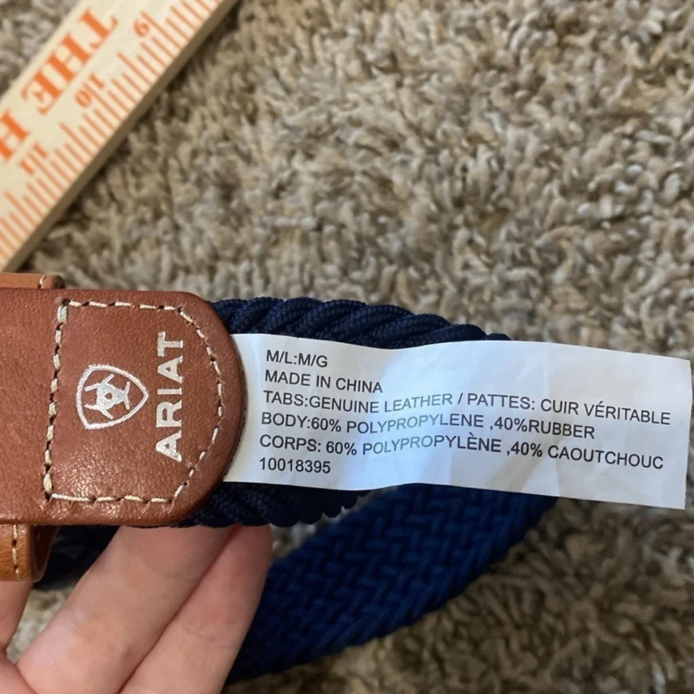 NWT Ariat Men’s Navy Blue One Rail Woven Belt Size M/L